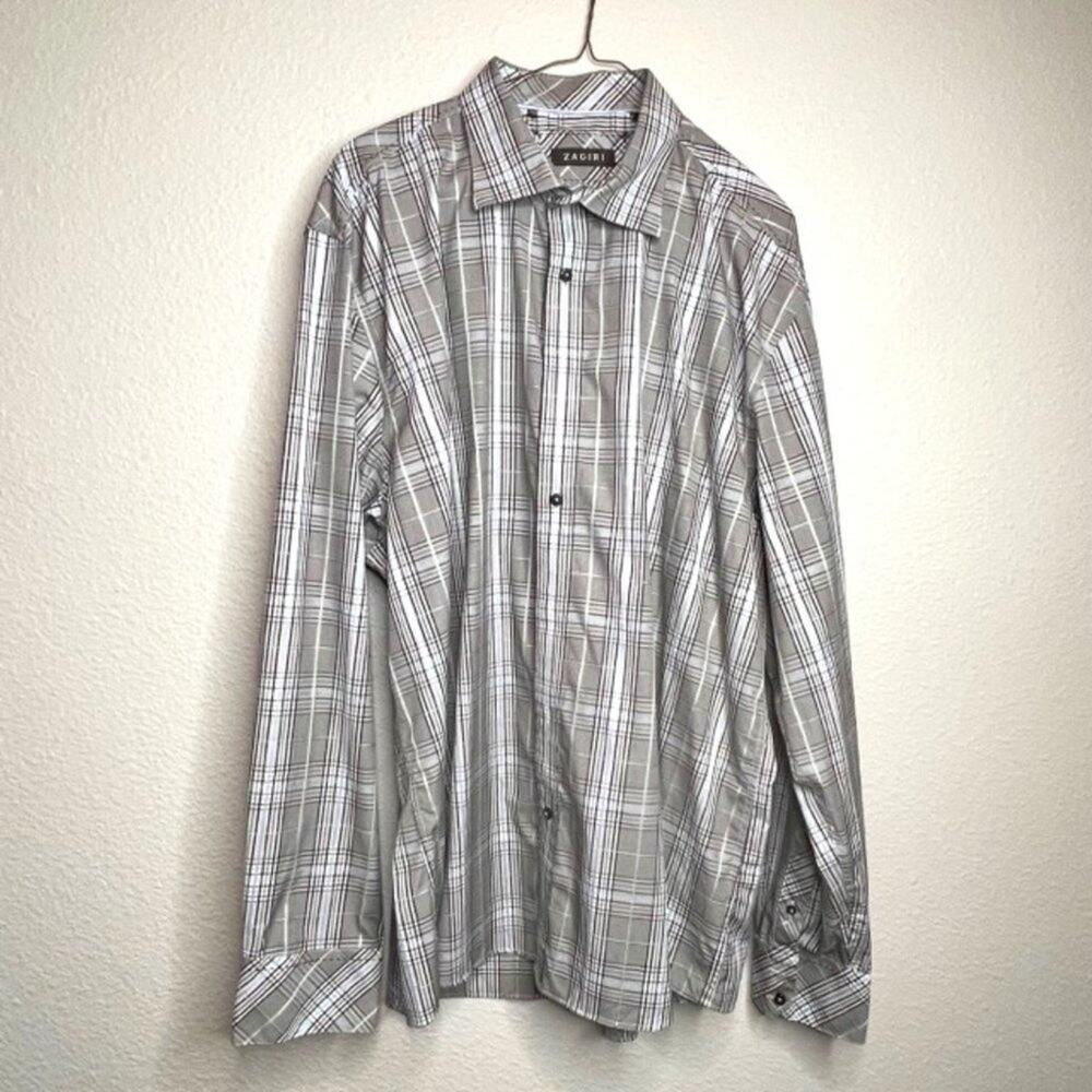 Zagiri Mens Sz XXX-Large Plaid Cotton Regular Fit Button Down Shirt